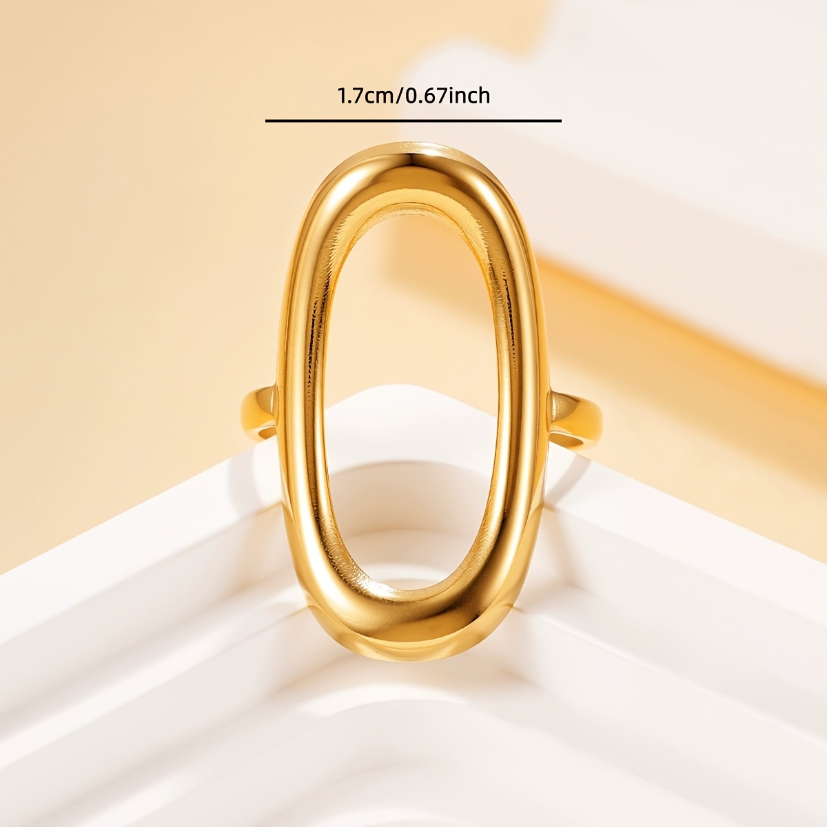 Women's Elegant Oval Design Adjustable Stainless Steel Ring